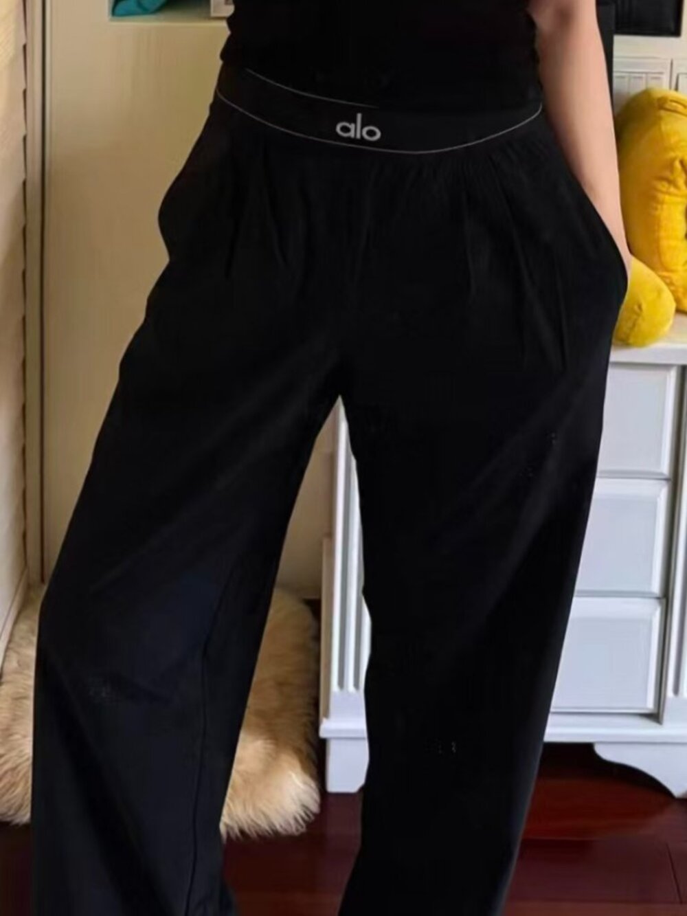 🍑ALO Yoga Suit Up Trouser Regular|Black Wide Leg,Go-To Pants|NWT🖤Sz XXS/XS